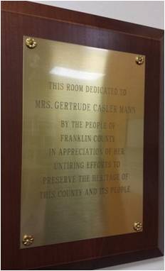 Plaque Gertrude Casler Mann